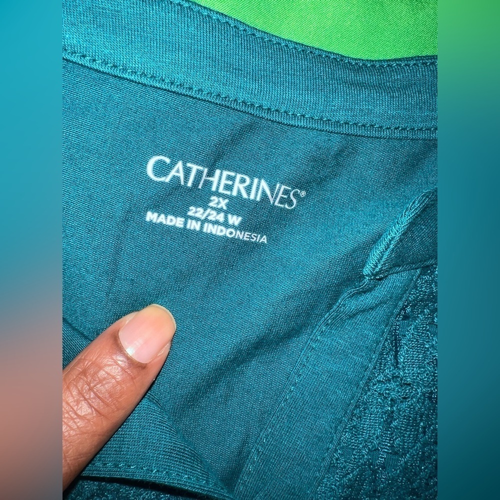 NWT Catherines Vibrant Teal 3/4 Sleeve Blouse size 2X - Picture 4 of 9